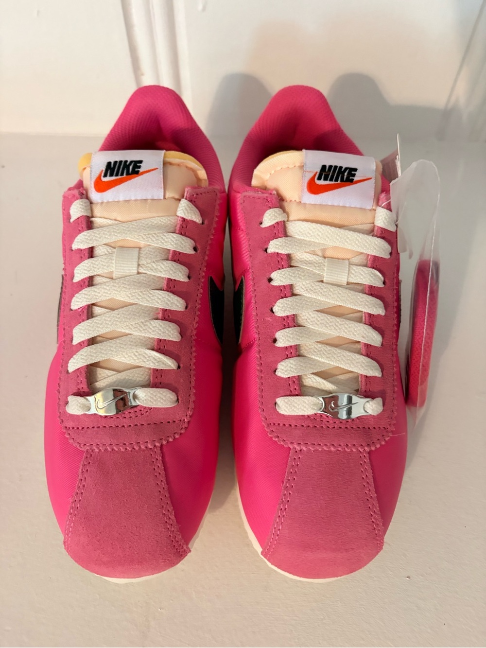Nike Hot Pink and Cream Retro Runner Sneakers